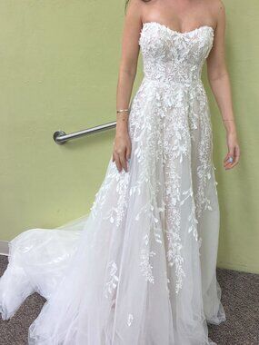 Essence of Australia Floral Lace Beaded A Line Wedding Dress